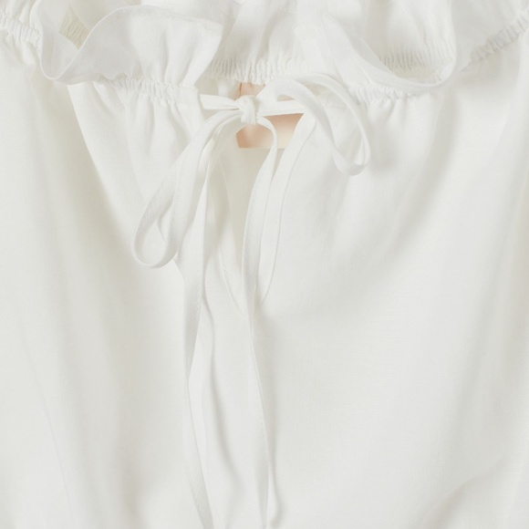H&M Short Blouse with Ruffles bohemian white linen cotton blend - Picture 3 of 10